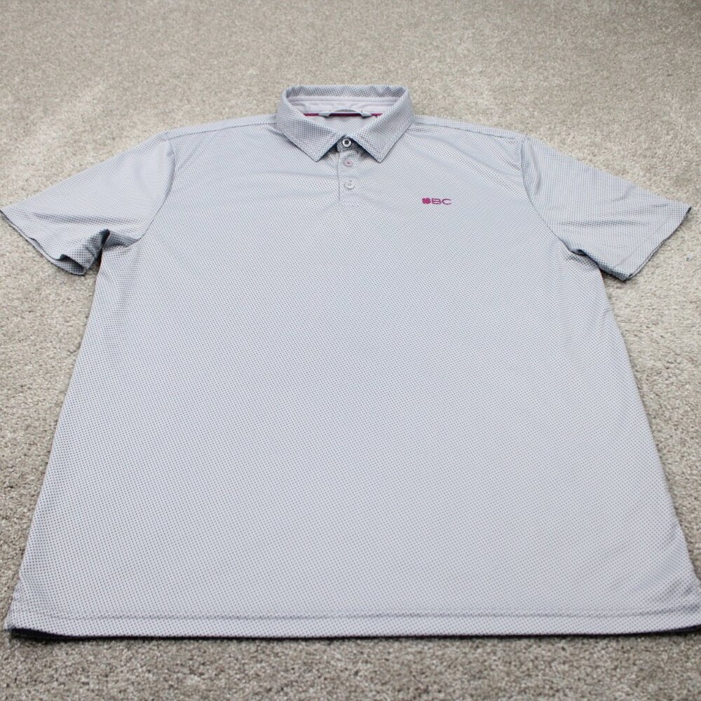 Black Clover Polo Shirt Adult XL White/Blue Geometric Polyester S/S Pullover - Picture 2 of 13